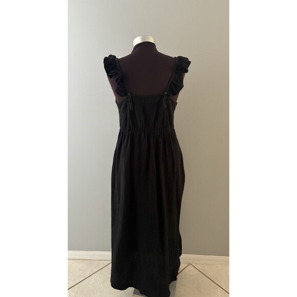 Magaschoni Maxi Dress Size S Black Babydoll Gauze Flutter Whimsigoth Witchy - Picture 6 of 16